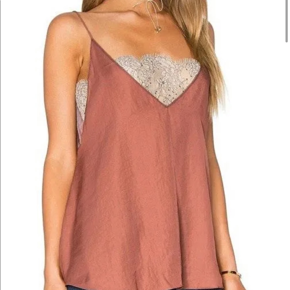 Free people silk cami lace bandeau rusty orange